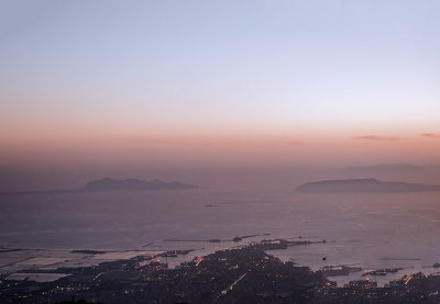 Trapani and Favignana, Levanzo and Marettimo at dusk