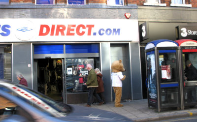 Walking down the High Street.
