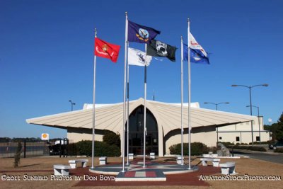 Flags of the five military branches and the POW/MIA flag at Douglas Municipal Airport stock photo #6038