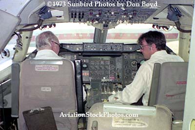 1973 - the captain and first officer in the cockpit of National Airlines B747-135 N77772 Patricia at LAX