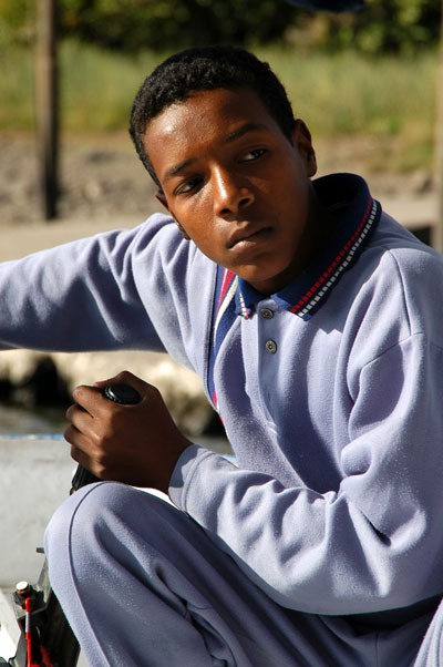 Our Nubian captain docking the boat at Philae