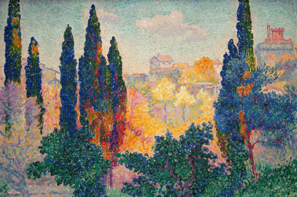 Les cyprès à Cagnes by Henri Edmond Cross, 1908