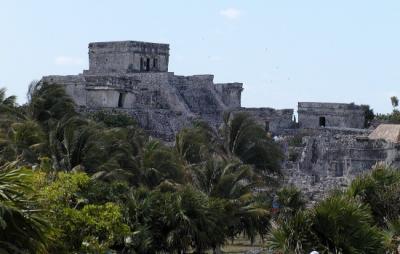 View of El Castillo as you enter the site